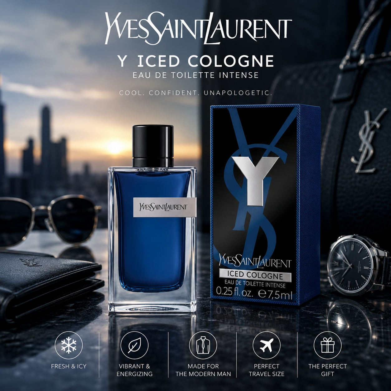 Yves Saint Laurent Y Ice Cold Cologne Eau de Toilette Intense – 7.5ml / 0.25 fl. oz.