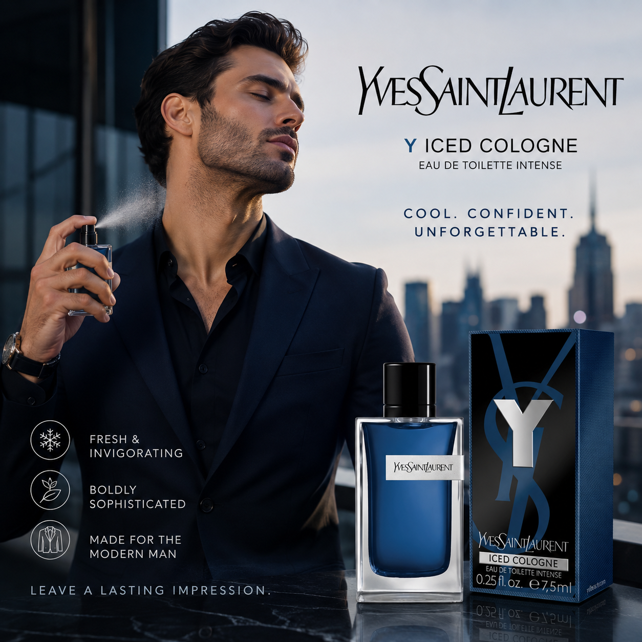 Yves Saint Laurent Y Ice Cold Cologne Eau de Toilette Intense – 7.5ml / 0.25 fl. oz.