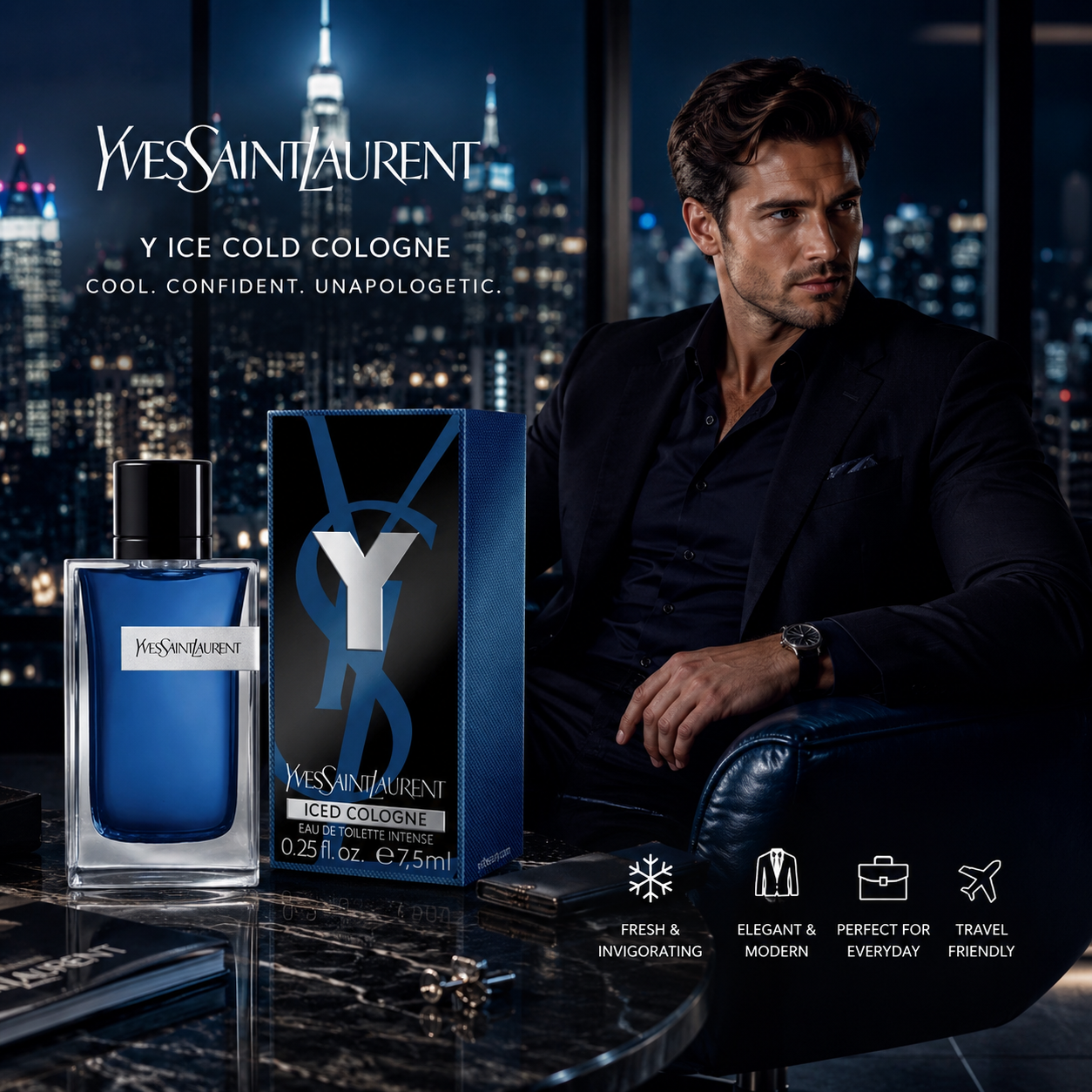 Yves Saint Laurent Y Ice Cold Cologne Eau de Toilette Intense – 7.5ml / 0.25 fl. oz.