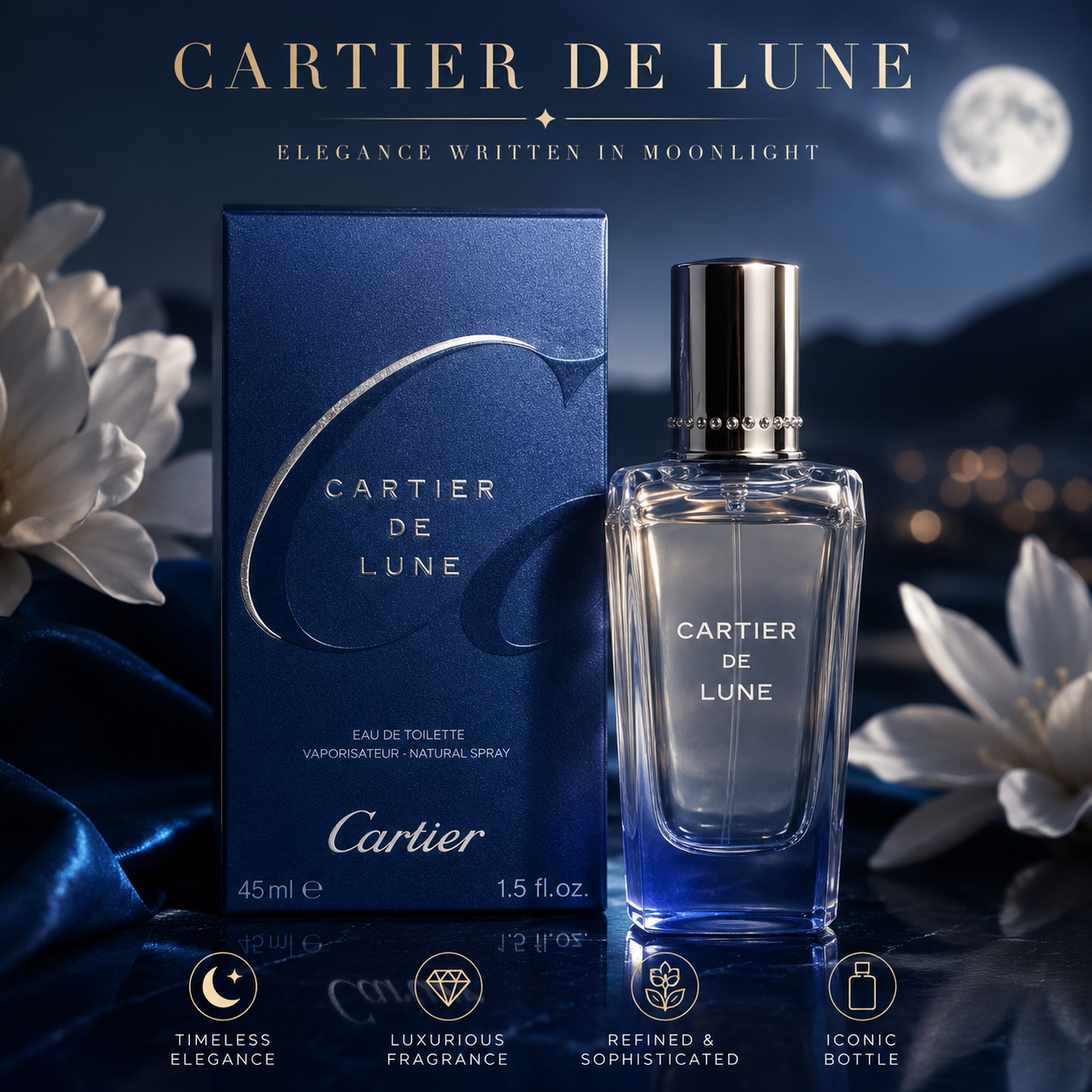 Cartier De Lune By Cartier for Women 1.5oz Eau De Toilette Spray